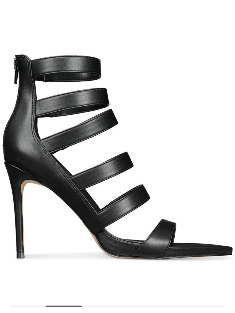 AAJ BY AMINAH -NEW IN BOX- POINTED TOE STRAPPY STILETTOS BLACK SZ 8